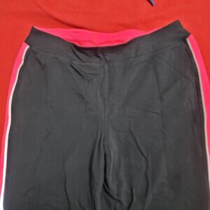 Catherines Black Pink Flat Front Pull On Sweat Pants 14W 16W Plus Lightweight